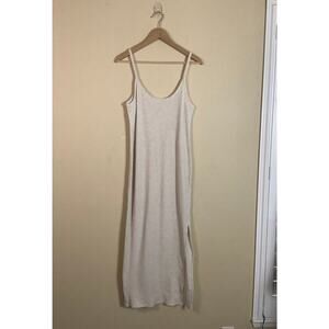 Bershka Women's Cream Ribbed Cami Midi Dress W/ Side Splits Sz M